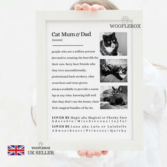 Personalised Cat Mum & Dad A4 Print with Diamantes